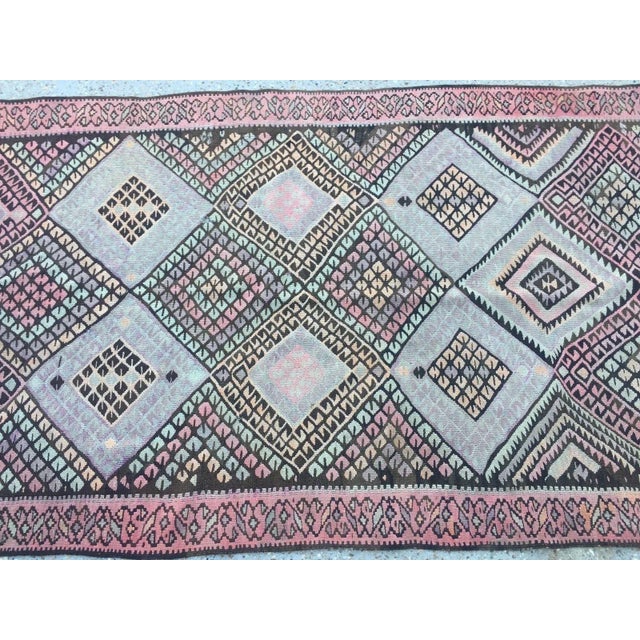 Vintage Turkish Shabby Wool Kilim Rug For Sale - Image 3 of 12