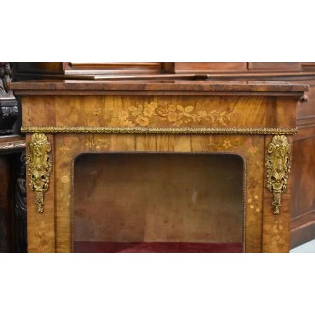 Victorian Walnut and Marquetry Inlaid Pier Cabinet, 1860s For Sale - Image 3 of 8