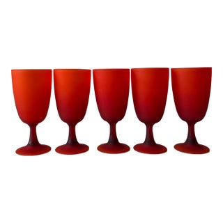 1970s Satin Glass Goblets - Set of Five For Sale