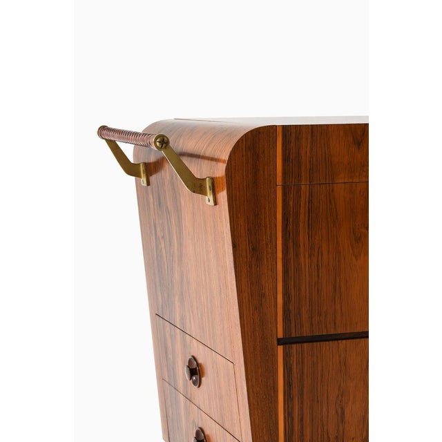 Bar Trolley in Brass and Rosewood from Erik Matsson, 1930s For Sale - Image 4 of 15