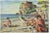 Pino Romanò, Bathers in Scilla, Oil Painting, 1990s For Sale