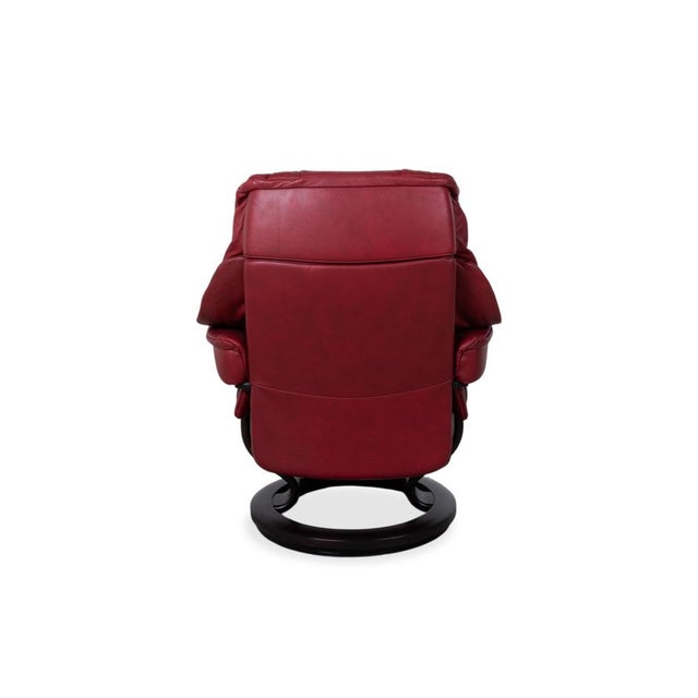 Reno Leather Recliner in Red with Footstool and Manual Function by Stressless, Set of 2 For Sale - Image 13 of 17