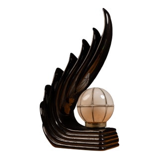 C. 1980s Porcelain Art Deco Revival Lamp For Sale