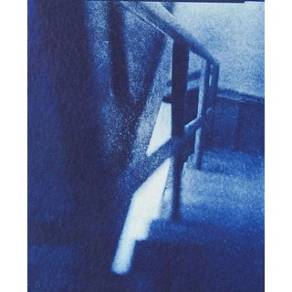 Vintage Cyanotype Blue Abstract Staircase Photograph For Sale