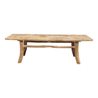 Elm Wood Wide Seat Bench or Coffee Table For Sale