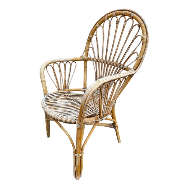 Mid-Century Dutch Rattan Armchair, 1960s For Sale