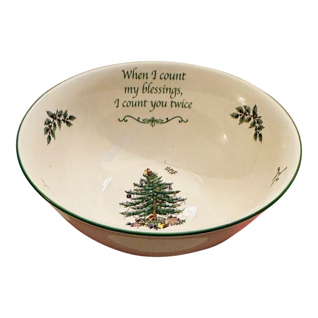 Vintage Spode England "Christmas Tree" Revere Bowl Count My Blessings For Sale