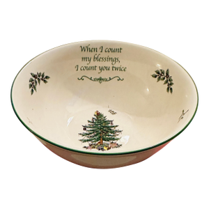 Vintage Spode England "Christmas Tree" Revere Bowl Count My Blessings
