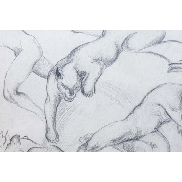 Paper William Hentschel (1892–1962) – Untitled Figurative With Panthers Graphite For Sale - Image 7 of 8