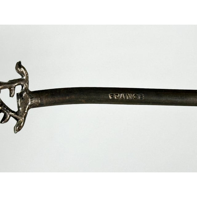Antique French Silver Plate Cockerel Skewer: Victorian Rooster Hatelet For Sale - Image 6 of 10