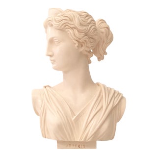 Mid-Century Bisque Female Sculpture Bust For Sale