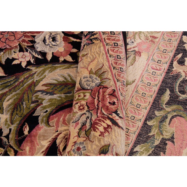 Textile Art Nouveau 1990's Pak-Persian Black/Beige Wool Rug - 9'1'' X 11'3'' For Sale - Image 7 of 9