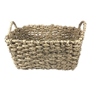Large Boho Woven Magazine Basket For Sale