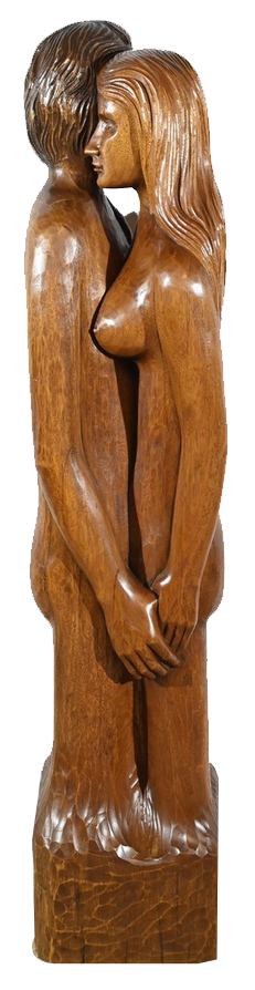 Figurative Sculpture, 1950s, Solid Mahogany