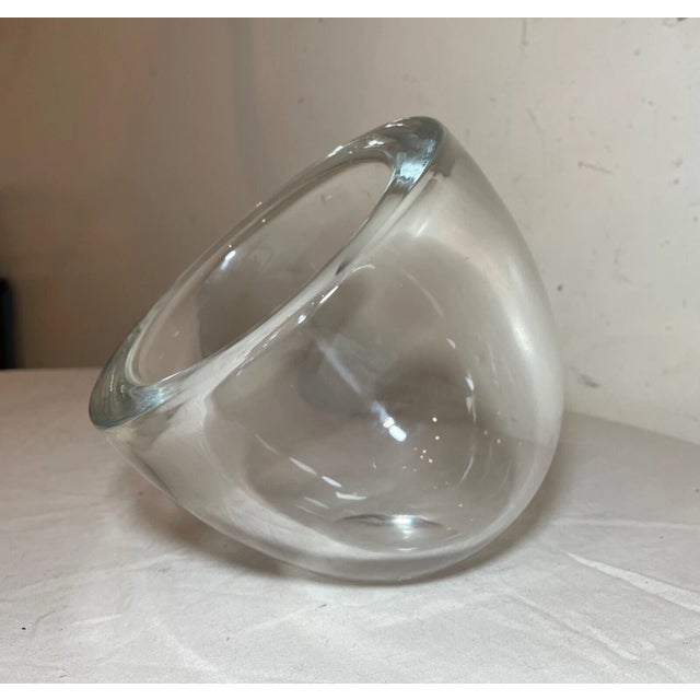 Mid-Century Modern Vintage Alfredo Barbini Murano Hand Blown Colorless Glass Sphere Vase Sculpture For Sale - Image 3 of 12