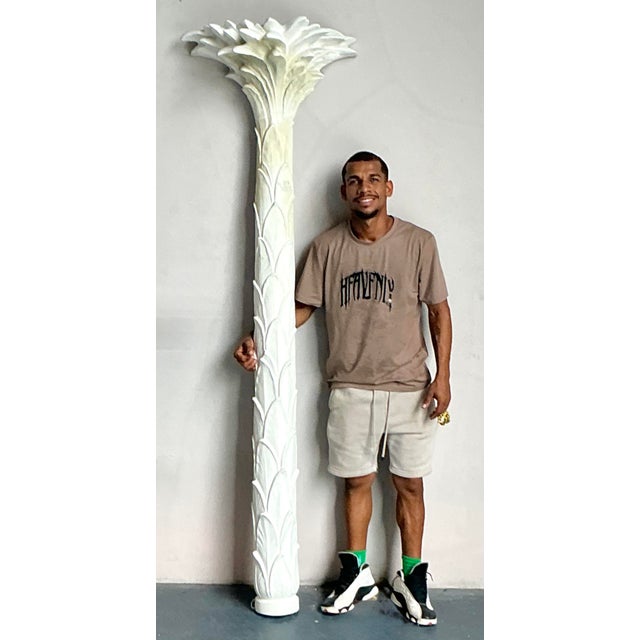 Art Deco Vintage Regency Cast Plaster Palm Torchiere For Sale - Image 3 of 5