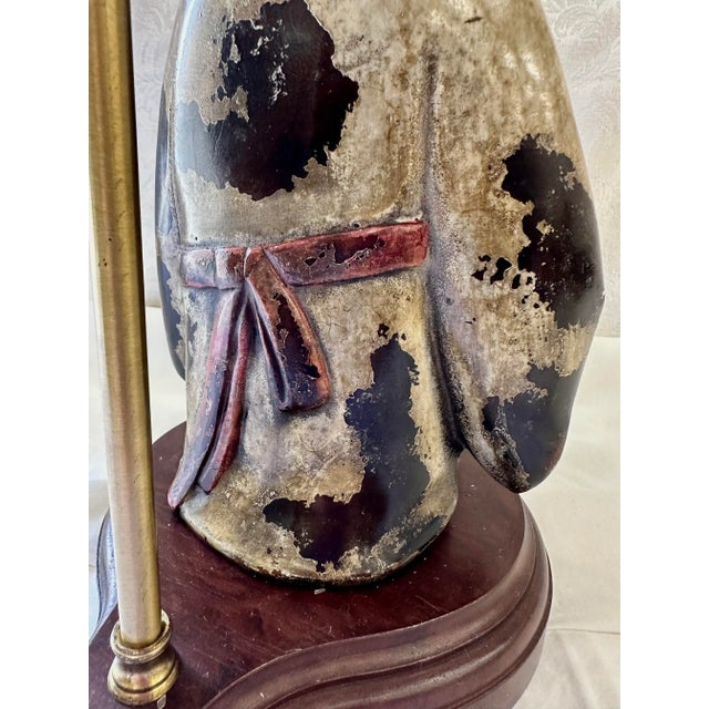 Textile Vintage Japanese Porcelain Figural Lamp For Sale - Image 7 of 10