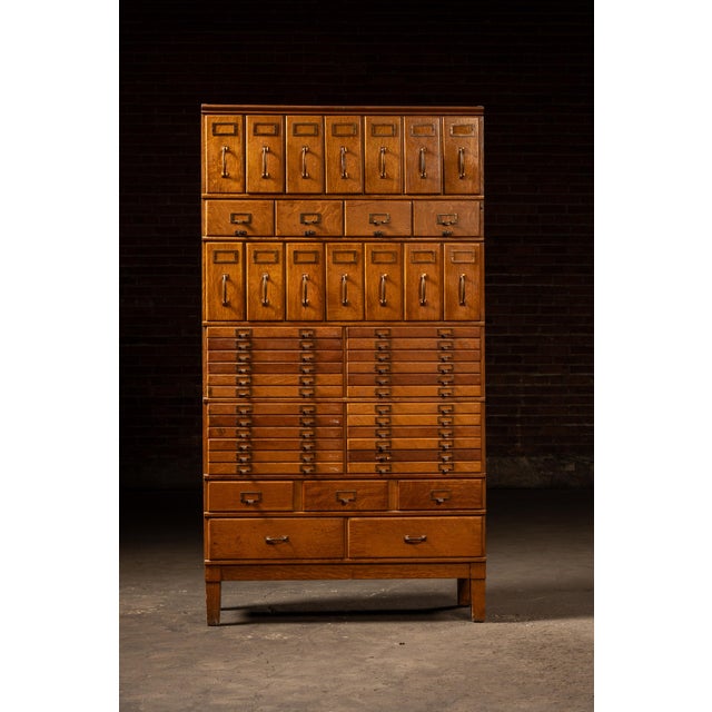Industrial Antique Massive Modular Catalog Cabinet by Shaw-Walker For Sale - Image 3 of 16