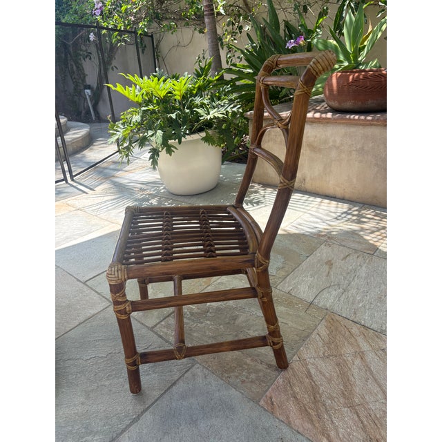 1970s McGuire Bamboo & Rattan Side Chairs (2) For Sale - Image 9 of 12