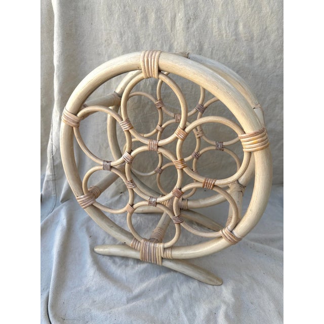 1960s Vintage Bamboo/Rattan Round Wine Holder For Sale - Image 5 of 7
