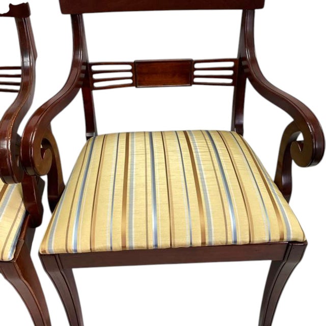 Early 20th Century Set of 8 English Regency Mahogany Dining Chairs, 2 Arm & 6 Side Chairs For Sale - Image 13 of 16