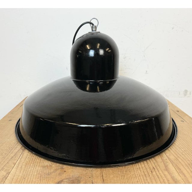 Industrial Black Enamel Factory Pendant Lamp, 1960s For Sale - Image 10 of 16