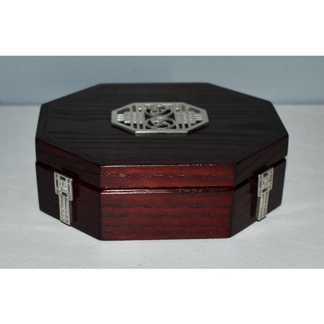 Brown Vintage Carrick Oak Octagonal Box W/Celtic Design For Sale - Image 8 of 12