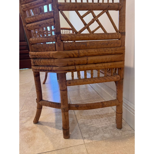 Vintage Brighton Pavilion Style Burnt Bamboo & Cane Settee Bench, C. 1970s For Sale - Image 11 of 11