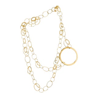 Vintage Lana 14k Gold Double Layer Hoops Necklace, Statement Luxury, Adjustable Clasp For Sale