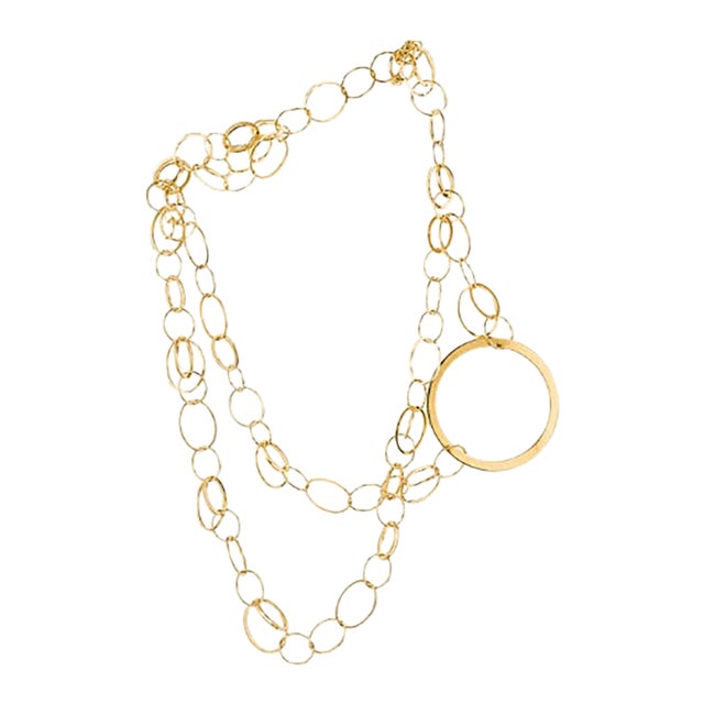Vintage Lana 14k Gold Double Layer Hoops Necklace, Statement Luxury, Adjustable Clasp For Sale