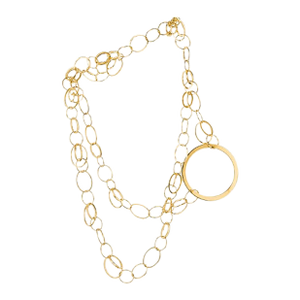 Vintage Lana 14k Gold Double Layer Hoops Necklace, Statement Luxury, Adjustable Clasp