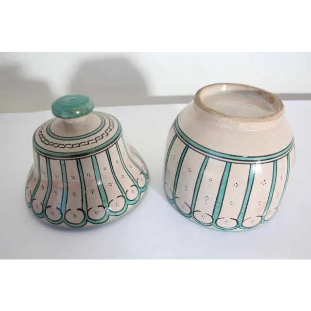 Moroccan Ceramic Glazed Covered Urn Handcrafted in Fez Morocco For Sale - Image 9 of 12