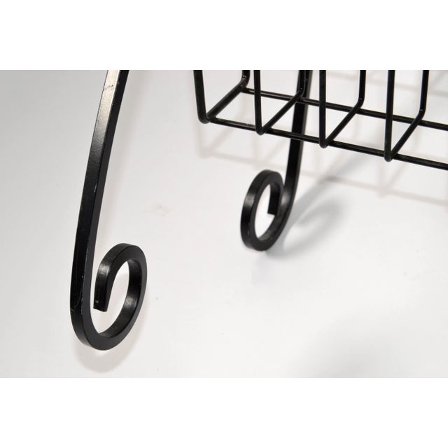 Black 1970 Vintage Scrolled Black Wrought Iron 3 Tier Magazine Rack For Sale - Image 8 of 13