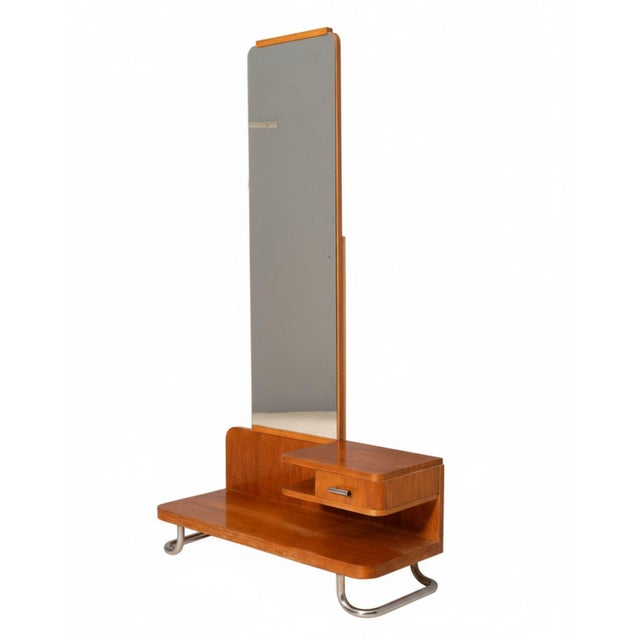 Wood Functionalist Hall Stand with Mirror, Czechoslovakia, 1930s For Sale - Image 7 of 7