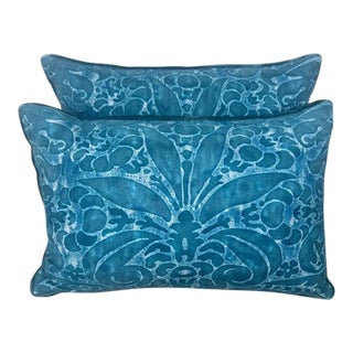 Fortuny Textile Pillows in Shades of Blue For Sale