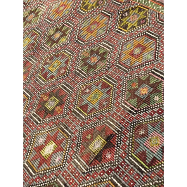 1960s Embroidered Kilim Rug - 75" X 116" For Sale - Image 5 of 11