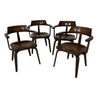 1950s Set of 4 Armchairs in the Style of Walter Gropius For Sale