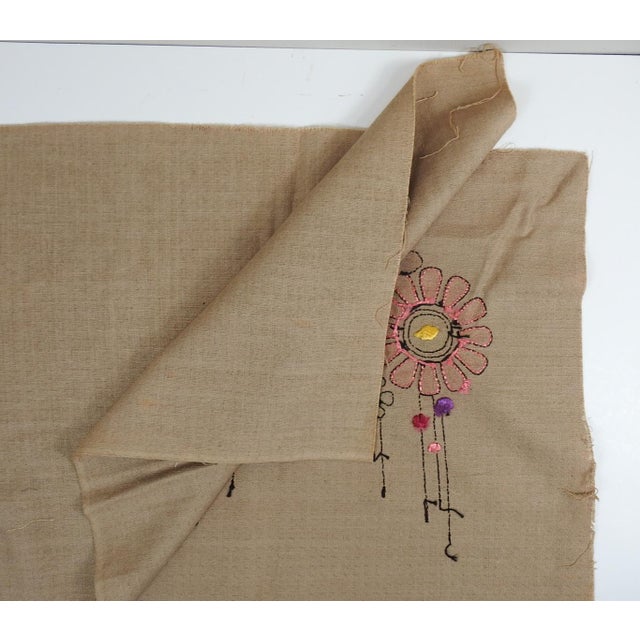 Traditional Early 20th Centry Arts and Crafts Floral Embroidered Textile For Sale - Image 3 of 6