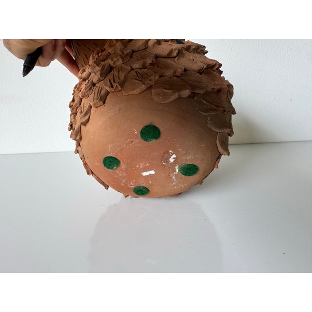 Vintage Hand-Crafted Clay Folk Art Chicken Planter Sculpture For Sale - Image 11 of 12