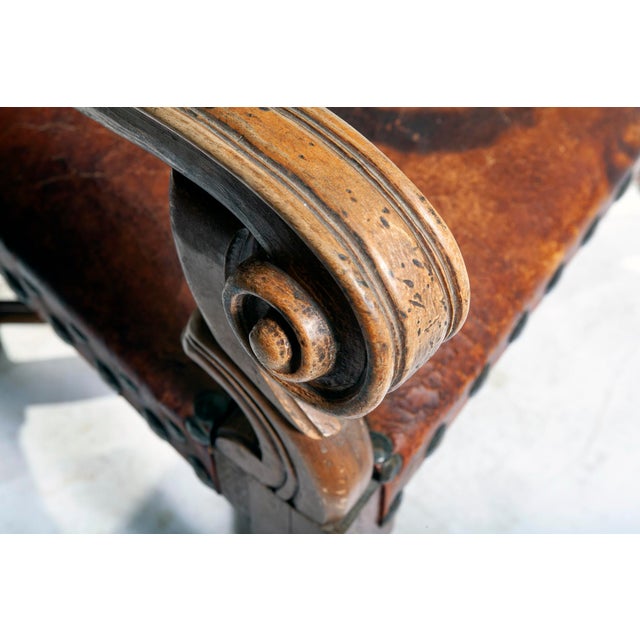 Baroque Antique Gentlemans Occasional European Leather Chair For Sale - Image 3 of 9