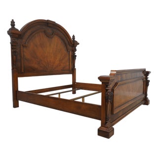 Henredon King Size Victorian Style Walnut Bed For Sale
