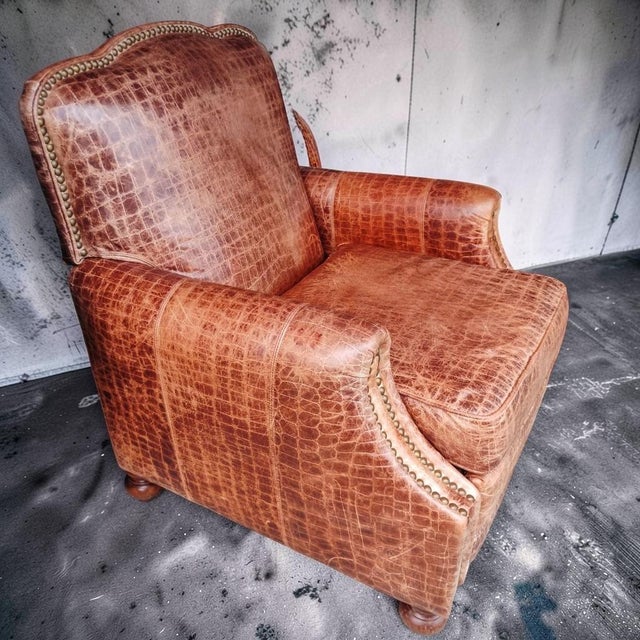 Barcalounger 1990s Rare Genuine Leather Recliner- Blend of Western Sophistication & Modern Comfort. For Sale - Image 4 of 12