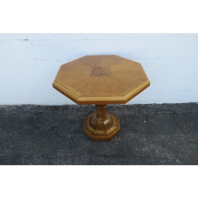 Wood Mid Century Modern Octagon Pair of Side End Tables by Weiman For Sale - Image 7 of 13