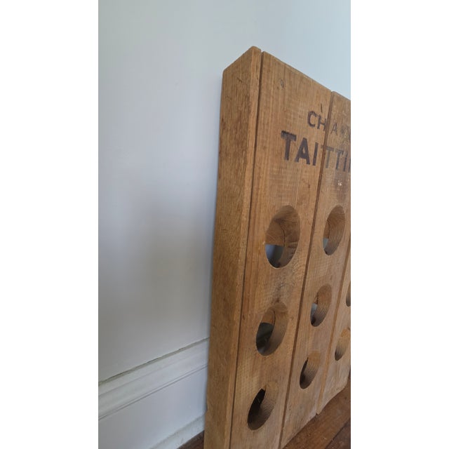 Vintage Wooden Champagne Riddling Rack With Taittinger Lettering For Sale In New York - Image 6 of 15
