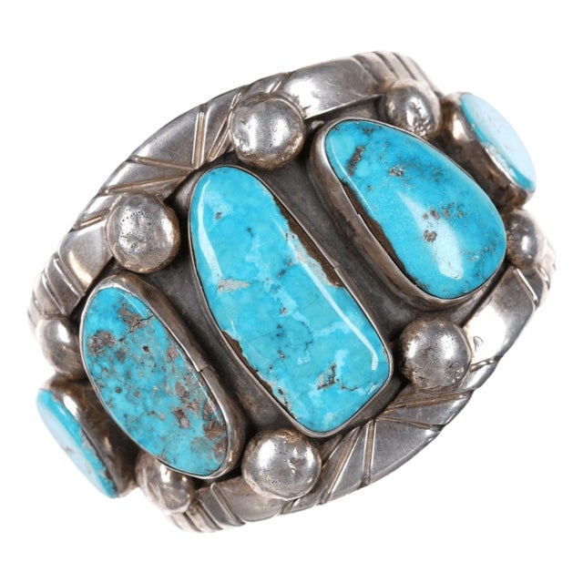 Vintage Native American Turquoise/sterling Cuff Bracelet o For Sale