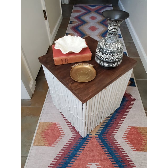 1980s Petite Bamboo and Reclaimed Wood Side Table For Sale - Image 4 of 6