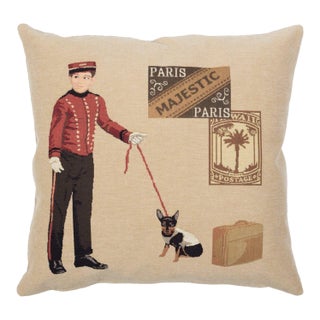 Paris Bellboy Tapestry Cushion With Feather Filler - 46x46cm (18"x18") For Sale