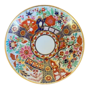 Antique Early 19th Century English George III Worcester Imari Porcelain Cake Plate