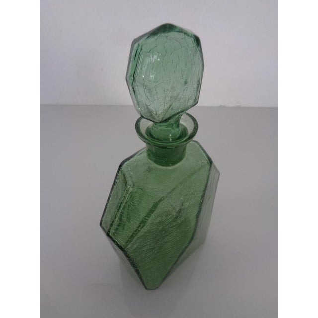 Green Craquele Glass Decanter with Stopper, France, 1960s For Sale - Image 11 of 18