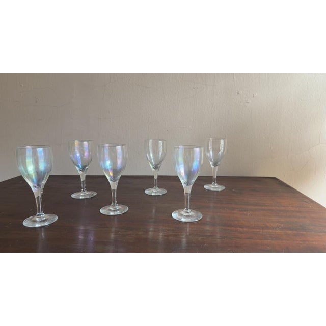 1960s VintaheIris Lustre (Non-Optic) Pattern by Toscany Crystal Liquor /Wine Glasses, S/6 For Sale In New York - Image 6 of 7
